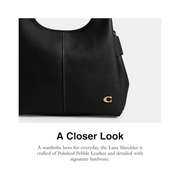Coach Lana Polished Pebble Leather Shoulder Bag – Black Elegant Handbag