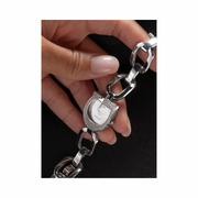 GUESS Silver-Tone Crystal Analog Watch – Stainless Steel Bracelet, Mineral Glass Lens, Water Resistant