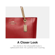 Coach Women’s Cammie Chain Tote – Refined Pebble Leather, Elegant Chain Strap, Spacious Design