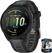 Garmin Forerunner® 165 GPS Smart Sport Watch – Black + Slate Gray, AMOLED Display, 11-Day Battery, Training Metrics, Recovery Insights | Bundle with 2-YR CPS Protection