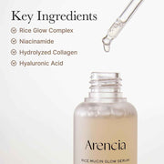 ARENCIA Rice Mucin Glow Serum – Collagen, Niacinamide & Hyaluronic Acid for Radiant, Hydrated Skin
