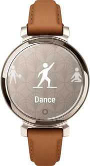 Garmin Lily 2 Classic Smartwatch Bundle – Cream Gold with Tan Leather Band, Fitness & Health Tracking, 1” Touchscreen, Up to 5 Days Battery