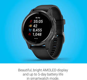 Garmin Venu GPS Smartwatch – Black | Bright AMOLED Touchscreen, Music, Fitness & Health Tracking, Pulse Ox, Animated Workouts