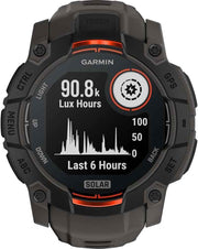 Garmin Instinct 3 Solar Outdoor GPS Smartwatch – 50mm, Rugged Black with Charcoal Band, Bundle with Charging Dock & Accessories
