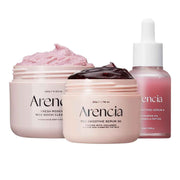 ARENCIA Red Collagen Jello Skin Trio – Rosehip Cleanser + Overnight Glow Mask + Red Smoothie Serum for Poreless, Radiant Skin