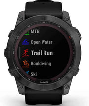 Garmin Fenix 7X Sapphire Solar Smartwatch – Carbon Gray DLC Titanium, 1.4” GPS Fitness Watch, Bundle with 2-Year Protection