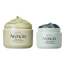 ARENCIA Glass Skin Duo – Korean Rice Mochi Cleanser + Glow Hyssop Overnight Serum for Brightening & Hydration