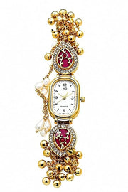Kashmiri Bracelet Watch for Women Stylish | Blue Swan Pearl Strap Analog Watch (Copy)