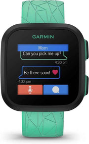 Garmin Bounce Kids Smartwatch – Two-Way Text & Voice Messaging, Green Burst | Official USA Model | Bundle with 2-Year Protection & Type C Adapter