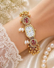 Kashmiri Bracelet Watch for Women Stylish | Blue Swan Pearl Strap Analog Watch (Copy)