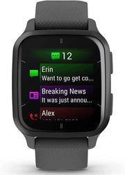 Garmin Venu Sq 2 GPS Smartwatch – Slate Bezel with Shadow Gray Case & Silicone Band, Fitness & Wellness Bundle with 2-Year Protection Plan