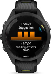 Garmin Forerunner 265S GPS Smartwatch – Black/Amp Yellow, AMOLED Display, Advanced Training Features, Bundle with Charging Dock + Accessories