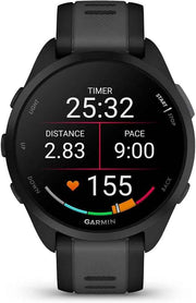 Garmin Forerunner® 165 GPS Smart Sport Watch – Black + Slate Gray, AMOLED Display, 11-Day Battery, Training Metrics, Recovery Insights | Bundle with 2-YR CPS Protection