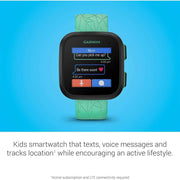 Garmin Bounce Kids Smartwatch – Two-Way Text & Voice Messaging, Green Burst | Official USA Model | Bundle with 2-Year Protection & Type C Adapter