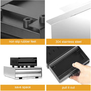 Coffee Knock Box Drawer, Stainless Steel Thickened Coffee Ground Knock Container Coffee Powder Box Knock Box with Non Slip Feet for Cafes Restaurant Home (Black)