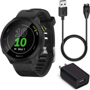 Garmin Forerunner 55 GPS Running Smartwatch – Black, Power Bundle with Built-in GPS