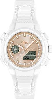 Lacoste LC33 Women’s Analog-Digital Watch – White, 40mm, Silicone Strap, 10ATM Water Resistance – Contemporary Sporty Premium Fashion Timepiece