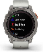 Garmin fēnix 7 Pro Sapphire Solar – 47mm Multisport GPS Smartwatch with Solar Charging & Built-in Flashlight (Fog Gray/Ember Orange)