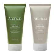 ARENCIA Rice Cake Cleanser Duo – Green Tea & LHA Deep Cleansing Set for Gentle Exfoliation and Hydration