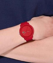 Lacoste 12.12 Men’s Quartz Watch – Red, TR90 Case, Silicone Strap – Minimalist Sporty Premium Fashion Timepiece