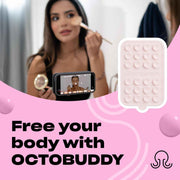 OCTOBUDDY Double - Silicone Double-Sided Suction Phone Case Detachable Mount - Hands-Free, Strong Grip Holder for Selfies & Videos - iPhone & Android Compatible - 2.5″ x 3.75″, Chalk Pink