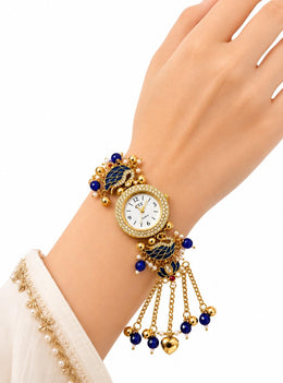 Kashmiri Bracelet Watch for Women Stylish | Blue Swan Pearl Strap Analog Watch