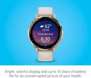 Garmin Venu 3S Smartwatch – Soft Gold Stainless Steel Bezel, 41mm Ivory Case, 1.2