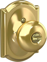 Schlage F51A PLY 605 CAM Plymouth Knob with Camelot Trim Keyed Entry Lock, Bright Brass