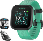 Garmin Bounce Kids Smartwatch – Two-Way Text & Voice Messaging, Green Burst | Official USA Model | Bundle with 2-Year Protection & Type C Adapter