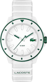 Lacoste.12.12 Scuba Men’s Quartz Watch – 43mm White Dial, Silicone Strap, 10 ATM Water Resistant Diver-Inspired Timepiece