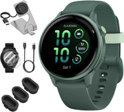Garmin VIVOACTIVE 6 GPS Smartwatch – Jasper Green with Silicone Band, Advanced Fitness & Health Tracking, Music, Garmin Pay, Bundle with Charging Dock & Accessories
