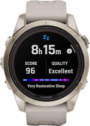 Garmin Fenix 7S Pro Solar – Sapphire GPS Smartwatch, Soft Gold Steel with Light Sand, 32GB Storage