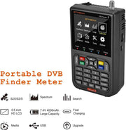 GT Media V8 Finder2 Satellite Finder Digital FTA DVB-S/S2/S2X Signal Measuring Meter Detector Receiver LCD Screen for Adjusting Sat TV Dish with Backpack