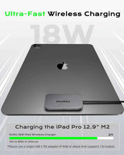 KU XIU Magnetic Wireless Charger for iPad Pro 12.9 (3rd/4th/5th/6th) & iPad Air 13 (M2/M3) ONLY, 18W Fast Charging Smart Connector Charger, Wireless Charging Pad with 6.56ft USB-C Cable (Adapter Not)
