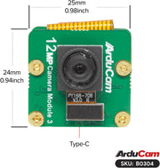 Arducam for Raspberry Pi USB Camera Module 3, IMX708 12MP UVC Camera, with 75°(D) Fixed-Focus Stock Lens, Compatible with Windows, Linux, Mac, Android