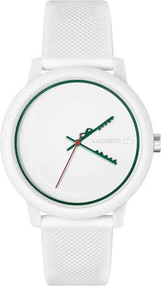 Lacoste 12.12 Men’s Quartz Watch – White Croco Hands, TR90 Case, Silicone Strap – Premium Sporty Fashion Timepiece