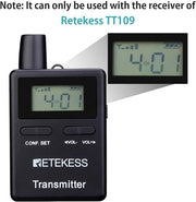 Retekess TT109 Wireless Tour Guide Transmitter,Headset Microphone,50 Channel,Church Translation System,Interpretation,Training,Court(1 Transmitter)