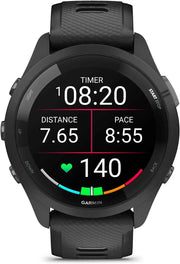 Garmin Forerunner 265 Running Smartwatch – Black & Powder Gray, AMOLED Display, Advanced Training Metrics, GPS & Recovery Insights