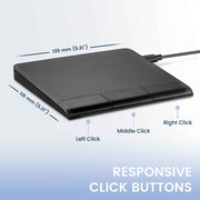 Perixx PERIPAD-506 Wired Slim USB Touchpad - Wired Detachable Touchpad for Desktop and Laptop User - Large Size 5.31x4.57x0.55 inches - Black