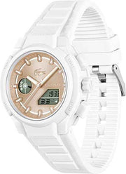 Lacoste LC33 Women’s Analog-Digital Watch – White, 40mm, Silicone Strap, 10ATM Water Resistance – Contemporary Sporty Premium Fashion Timepiece