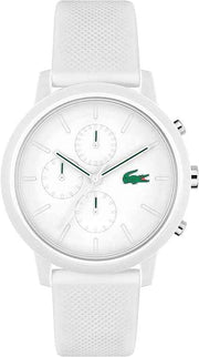 Lacoste 12.12 Men’s Chronograph Watch – White TR90 Case, Quartz Movement, Silicone Strap, Sporty Premium Design