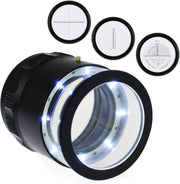 Jewelers Loupe 10X Magnification Magnifier with 8 LED Lights and 4 Glass Scale Lens, Jewelry Loupe Magnifier 0.98''(5mm) Field of View Illuminated Jewelers Loop for Gems, Coins, Stamps, Watches