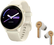 Garmin vivoactive 6 GPS Smartwatch (Lunar Gold/Bone Band) + House of Marley Rebel Wireless Earbuds Bundle