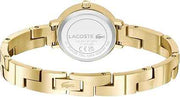 Lacoste Tivoli Women’s Slim Quartz Stainless Steel Watch – 2H Mother-of-Pearl Dial, Gold Plated Bracelet, 3 ATM Water Resistance, 28mm