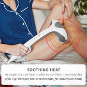 Homedics Back Massager - Heated Automatic Percussion Back, Body and Neck Massager with Duel Pivoting Heads, Interchangeable Nodes, for Shoulders, Legs and Feet, White