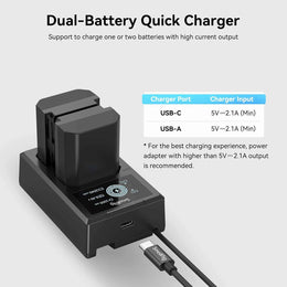SmallRig Replacement Camera Battery Charger Set for NP-FZ100 A7 V, A7 IV, A7R V, A7S III, Double Slot Battery Charger for Sony A7R IV, A7R III, A7 III, A7C, FX3, FX30, A6600, A6700, ZV-E1, A1, A9