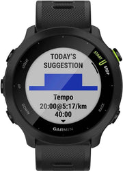 Garmin Forerunner 55 GPS Running Smartwatch – Black, Power Bundle with Built-in GPS