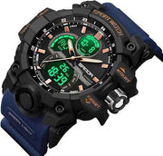 FANMIS Men's Solar Powered Casual Quartz Wrist Watch Analog Digital Multifunctional Black Sports Watch