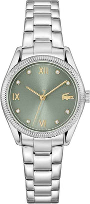 Lacoste Parisienne Women’s 3H Quartz Watch – Stainless Steel Bracelet, Green Dial, Elegant Classic Timepiece, 30mm
