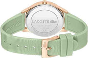 Lacoste Falda Women’s 3H Quartz Watch – Green Dial, Rose Gold Stainless Steel Case, Silicone Strap, 36mm Chic Sporty Timepiece